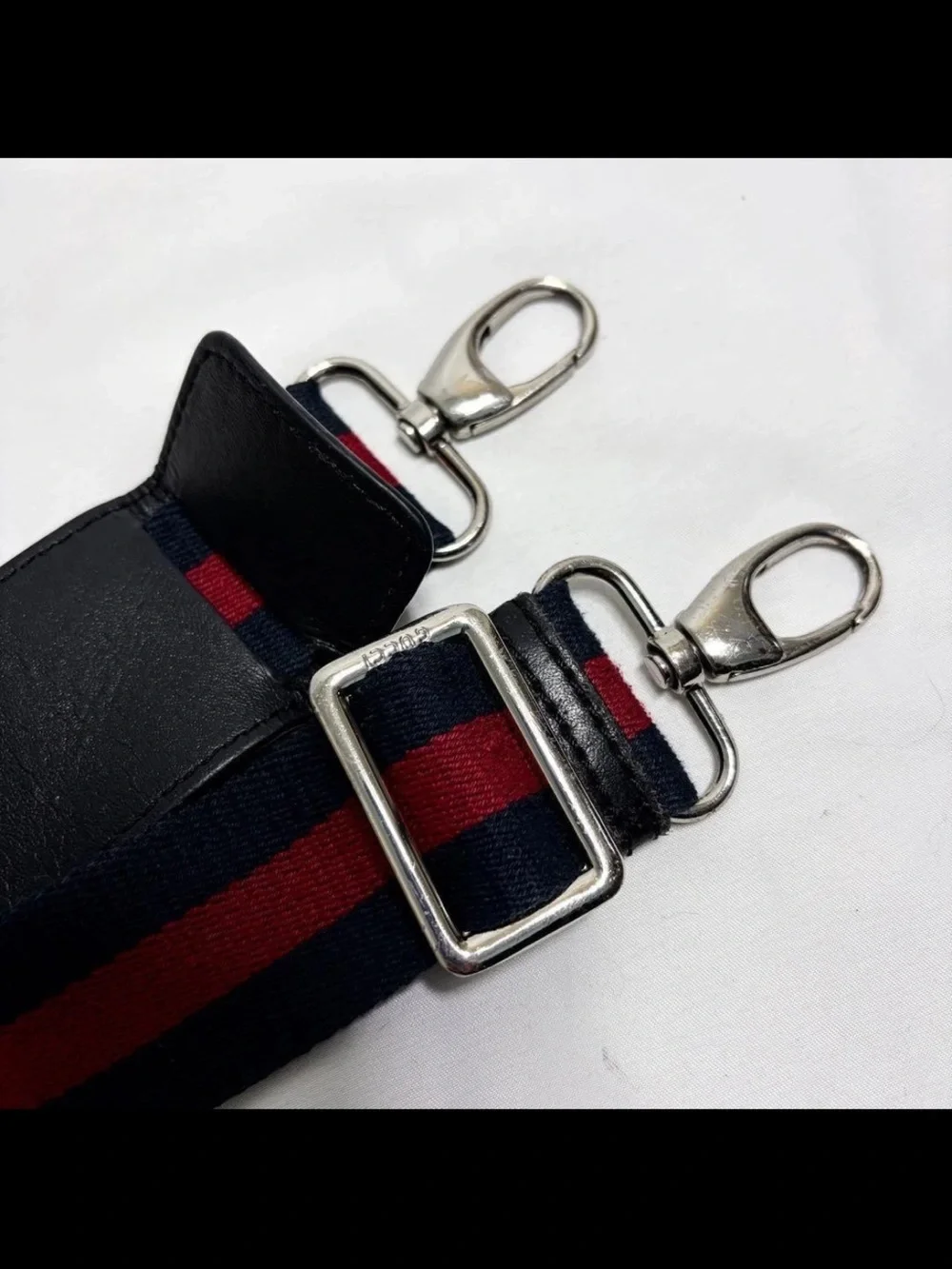Gucci Men's Messenger Bag in Black and Navy Stripe